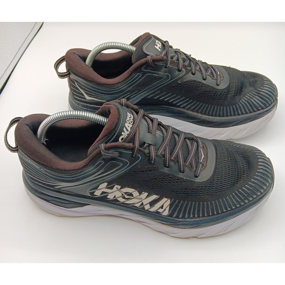 Hoka One One Bondi 7 Sneakers Men 11.5 Black Athletic Running Shoes Logo 1110518 - Picture 2 of 14